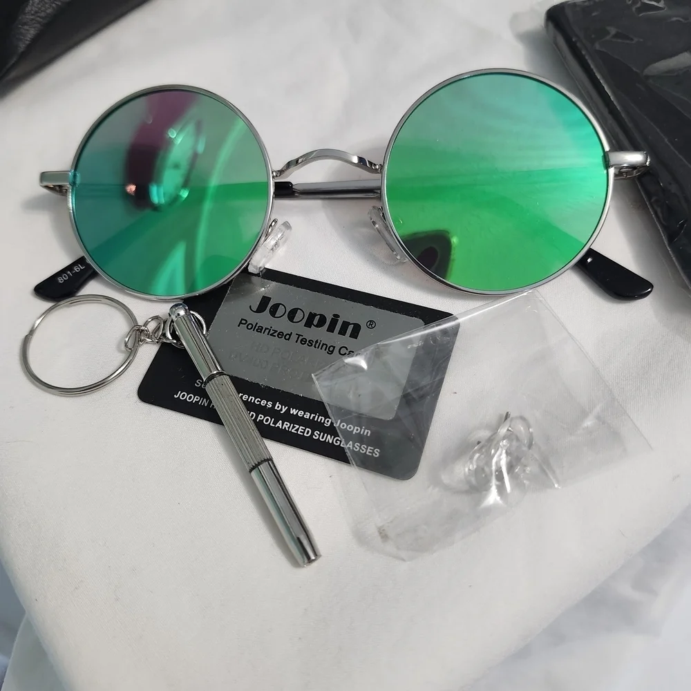 Silver Frame Green Lens Sunglasses